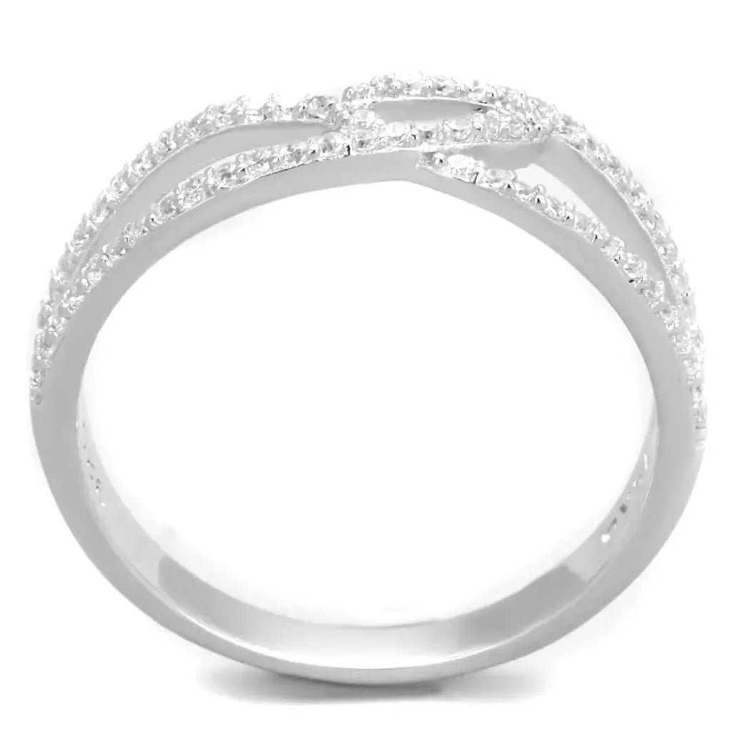 TS365 - Rhodium 925 Sterling Silver Ring with AAA Grade CZ in Clear - Alamode - Flyclothing LLC