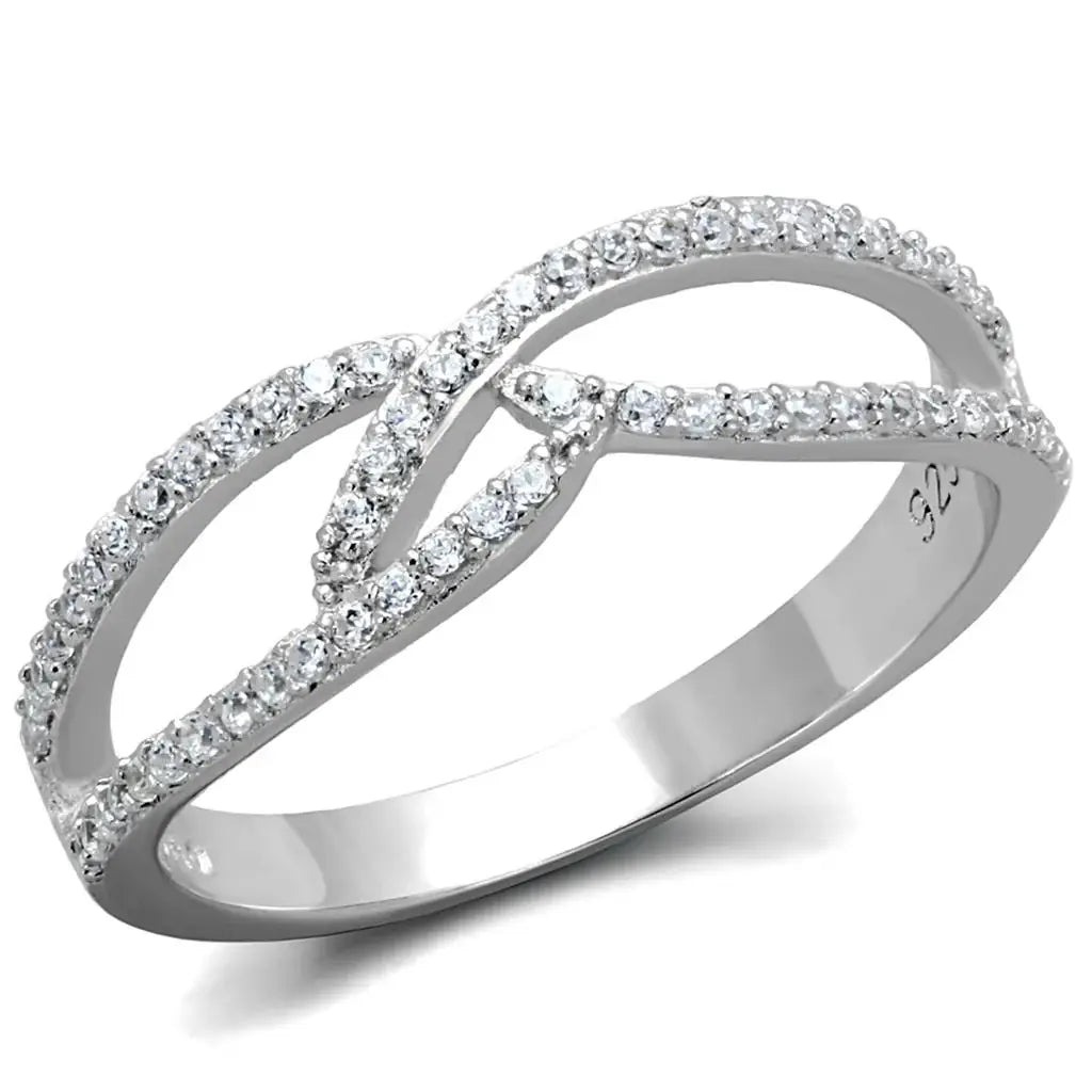 TS365 - Rhodium 925 Sterling Silver Ring with AAA Grade CZ in Clear - Alamode - Flyclothing LLC