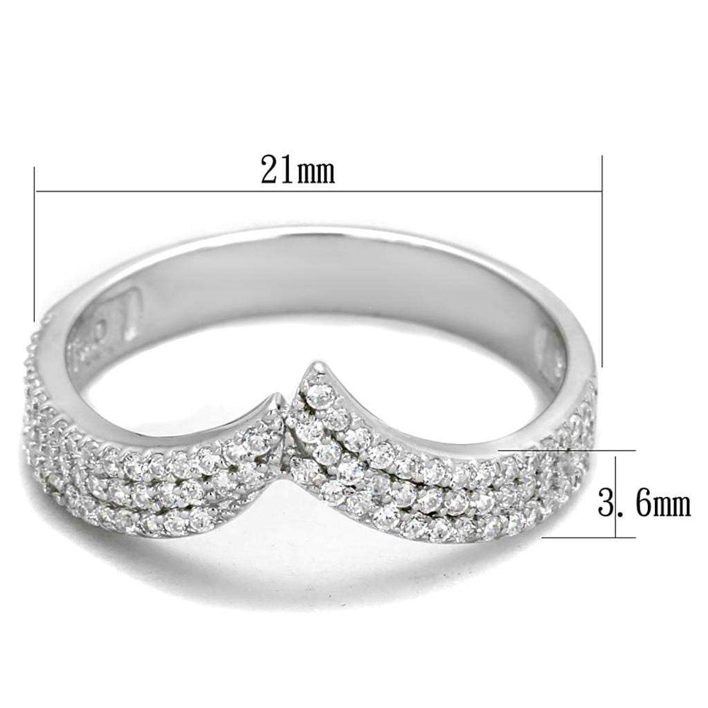 TS366 - Rhodium 925 Sterling Silver Ring with AAA Grade CZ in Clear - Alamode - Flyclothing LLC