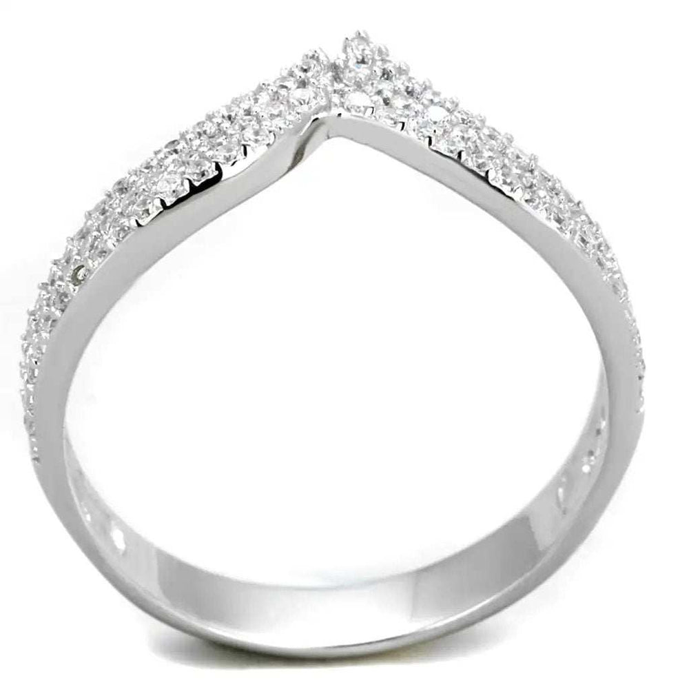 TS366 - Rhodium 925 Sterling Silver Ring with AAA Grade CZ in Clear - Alamode - Flyclothing LLC
