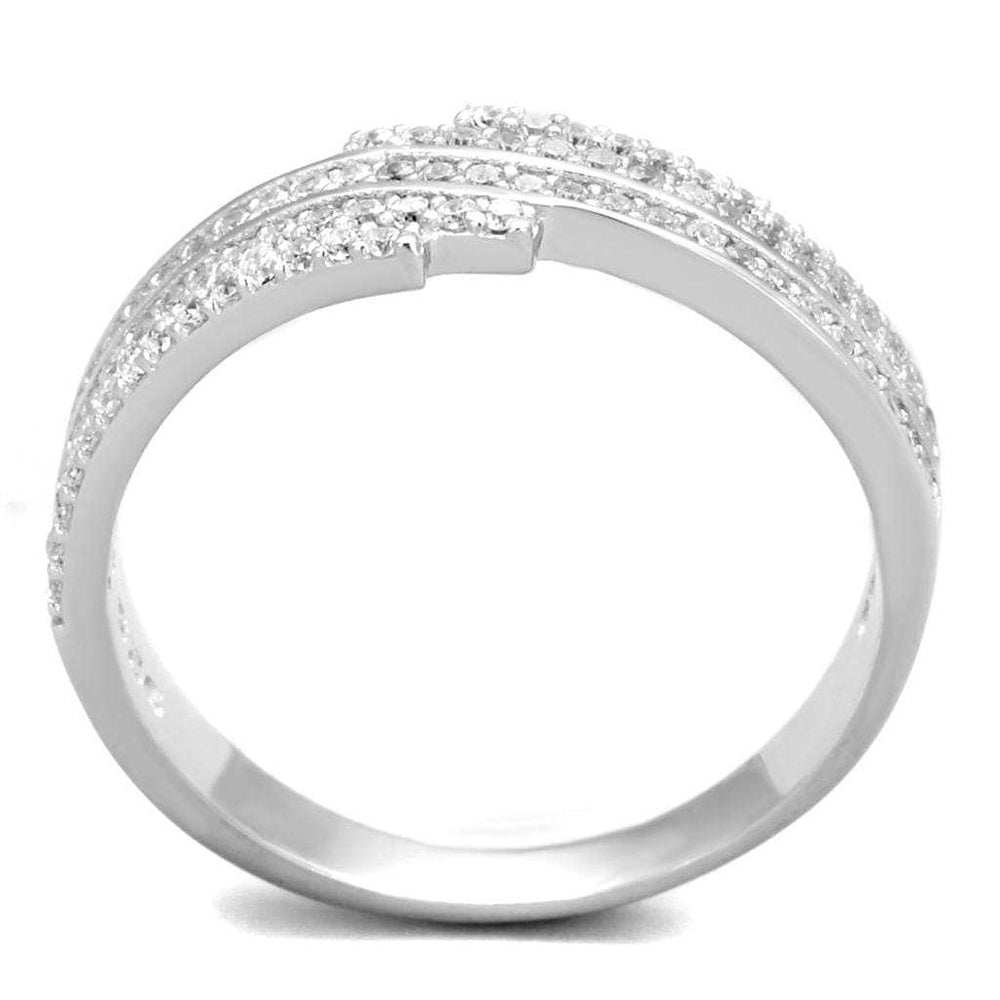 TS367 - Rhodium 925 Sterling Silver Ring with AAA Grade CZ in Clear - Alamode - Flyclothing LLC