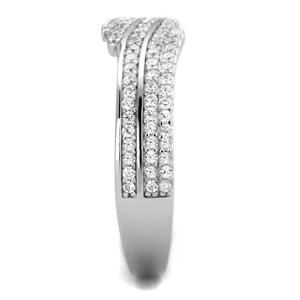 TS367 - Rhodium 925 Sterling Silver Ring with AAA Grade CZ in Clear - Alamode - Flyclothing LLC