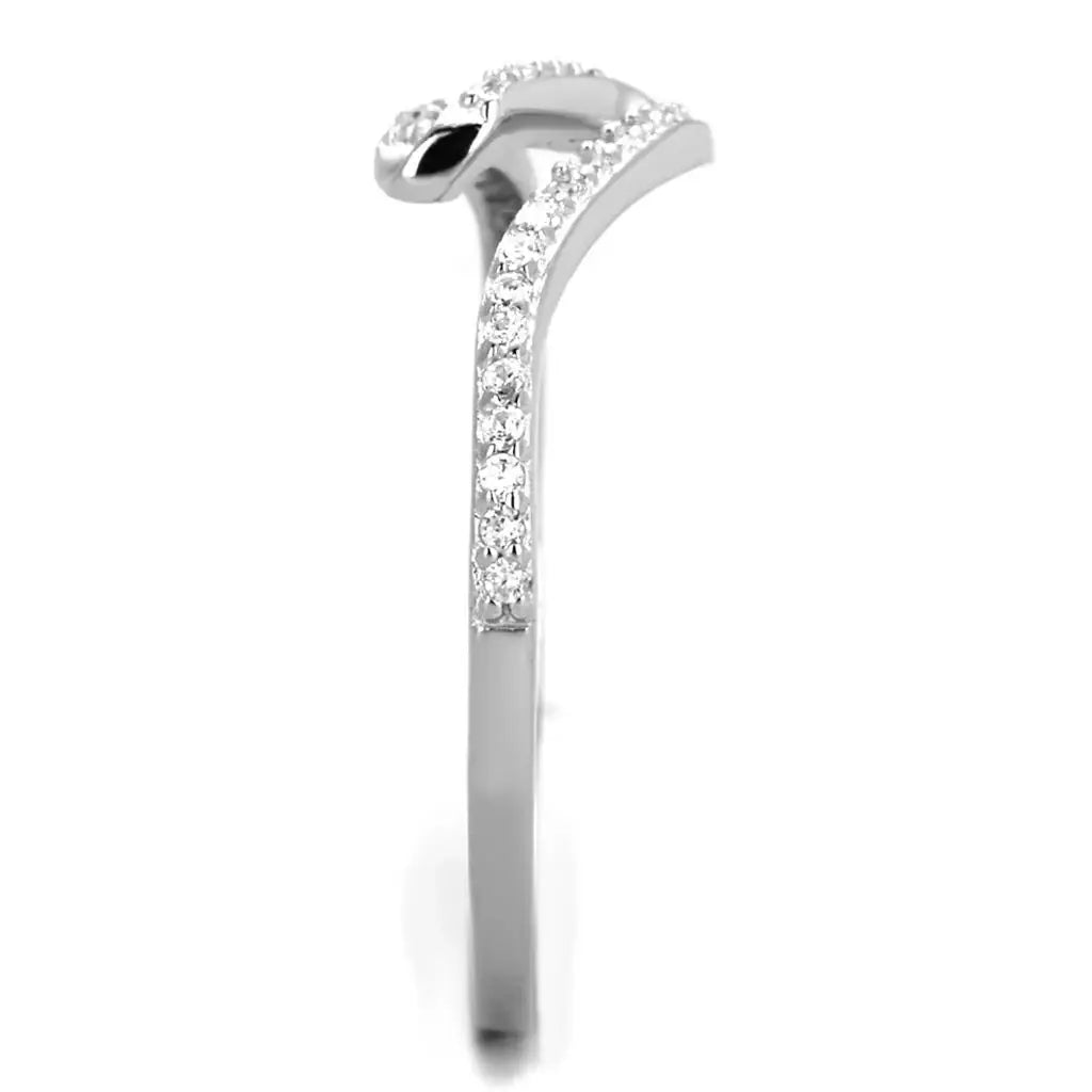 TS368 - Rhodium 925 Sterling Silver Ring with AAA Grade CZ in Clear - Alamode - Flyclothing LLC