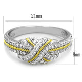 TS370 - Reverse Two-Tone 925 Sterling Silver Ring with AAA Grade CZ  in Clear - Alamode