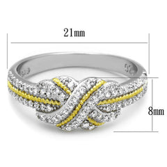 TS370 - Reverse Two-Tone 925 Sterling Silver Ring with AAA Grade CZ  in Clear