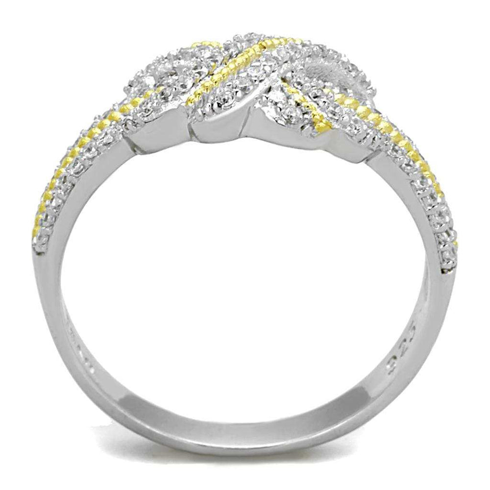 TS370 - Reverse Two-Tone 925 Sterling Silver Ring with AAA Grade CZ in Clear - Alamode - Flyclothing LLC