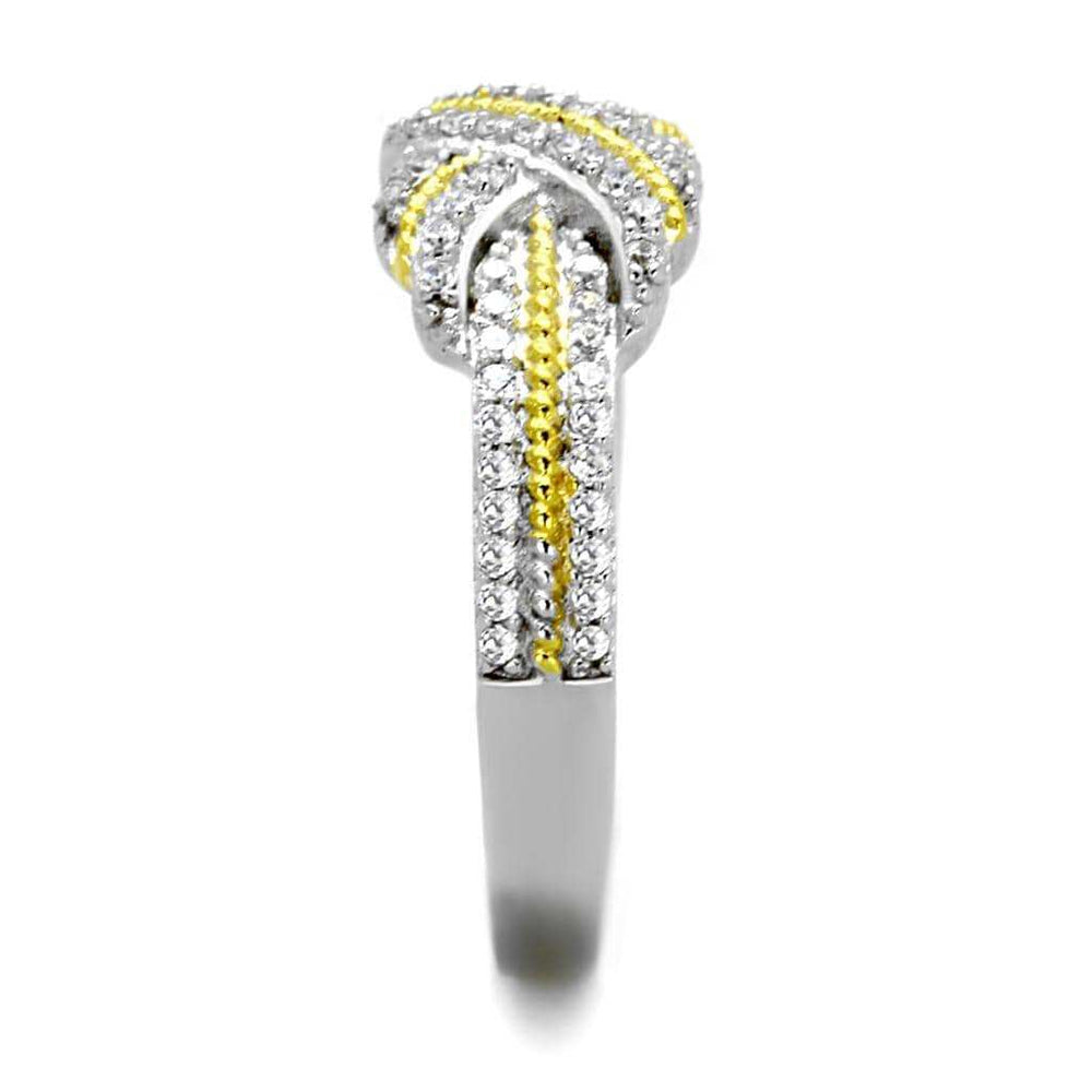 TS370 - Reverse Two-Tone 925 Sterling Silver Ring with AAA Grade CZ in Clear - Alamode - Flyclothing LLC