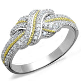 TS370 - Reverse Two-Tone 925 Sterling Silver Ring with AAA Grade CZ in Clear - Alamode - Flyclothing LLC