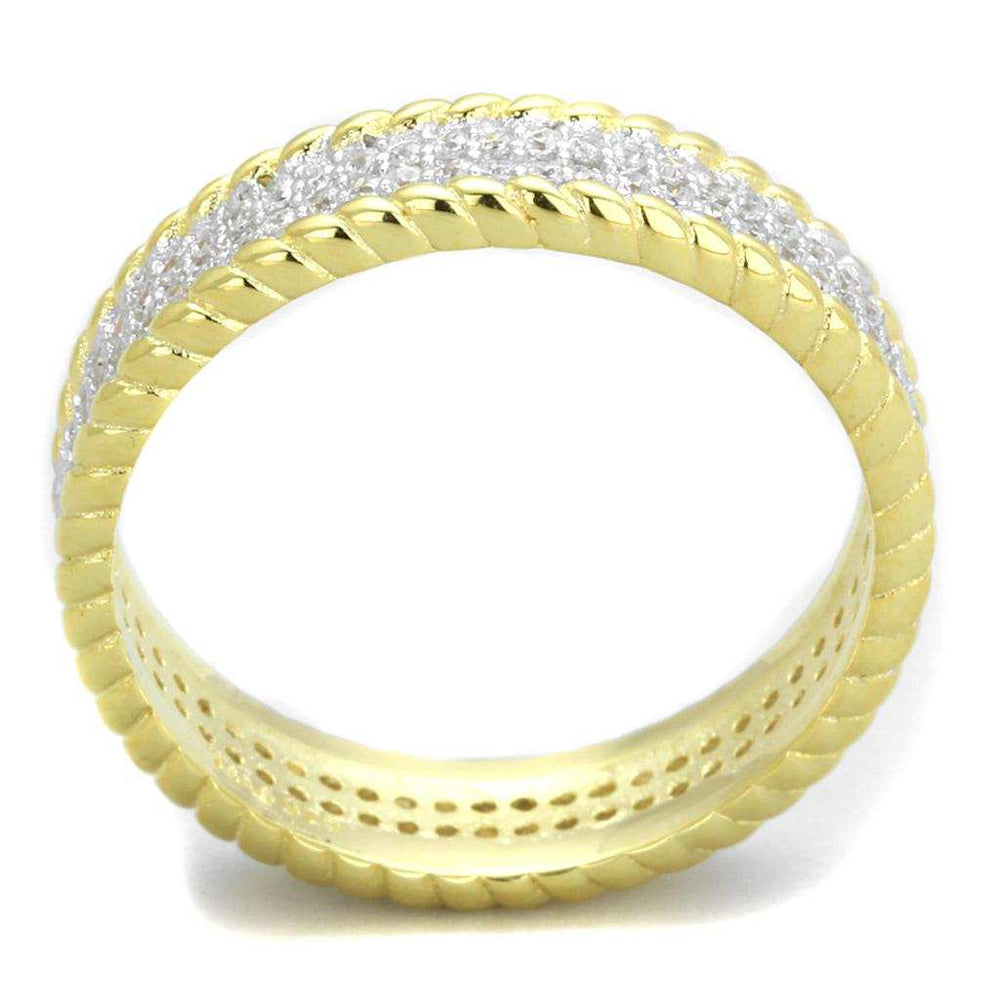 TS371 - Gold+Rhodium 925 Sterling Silver Ring with AAA Grade CZ in Clear - Alamode - Flyclothing LLC