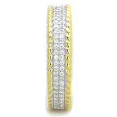 TS371 - Gold+Rhodium 925 Sterling Silver Ring with AAA Grade CZ  in Clear