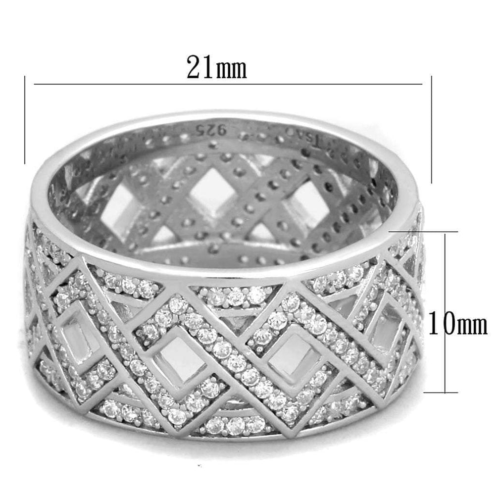 TS372 - Rhodium 925 Sterling Silver Ring with AAA Grade CZ in Clear - Alamode - Flyclothing LLC
