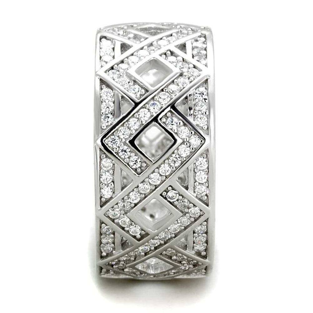 TS372 - Rhodium 925 Sterling Silver Ring with AAA Grade CZ in Clear - Alamode - Flyclothing LLC