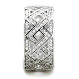 TS372 - Rhodium 925 Sterling Silver Ring with AAA Grade CZ  in Clear - Alamode