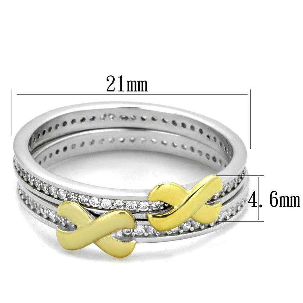 TS374 - Reverse Two-Tone 925 Sterling Silver Ring with AAA Grade CZ in Clear - Alamode - Flyclothing LLC