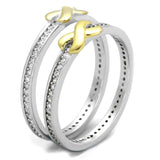 TS374 - Reverse Two-Tone 925 Sterling Silver Ring with AAA Grade CZ  in Clear