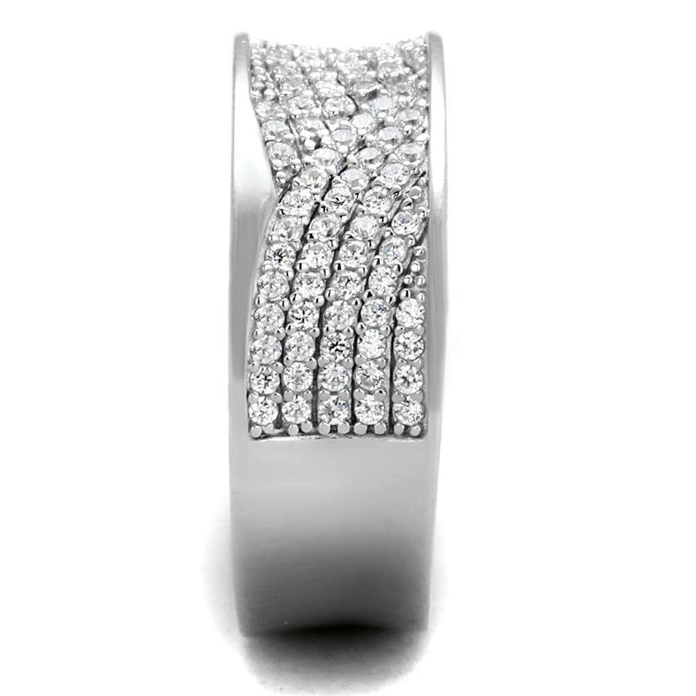 TS376 - Rhodium 925 Sterling Silver Ring with AAA Grade CZ in Clear - Alamode - Flyclothing LLC