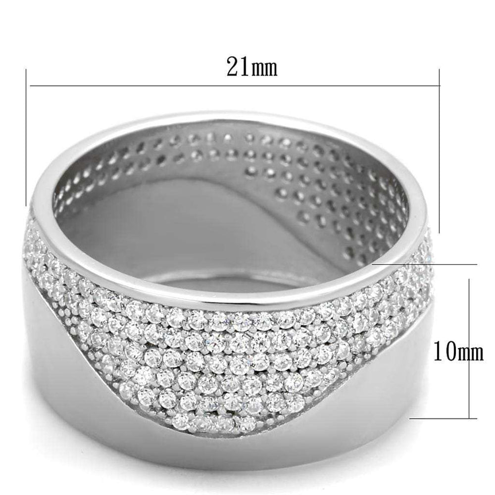 TS378 - Rhodium 925 Sterling Silver Ring with AAA Grade CZ in Clear - Alamode - Flyclothing LLC