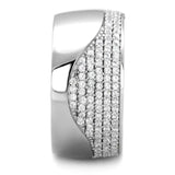 TS378 - Rhodium 925 Sterling Silver Ring with AAA Grade CZ  in Clear - Alamode