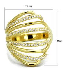 TS379 - Gold 925 Sterling Silver Ring with AAA Grade CZ  in Clear