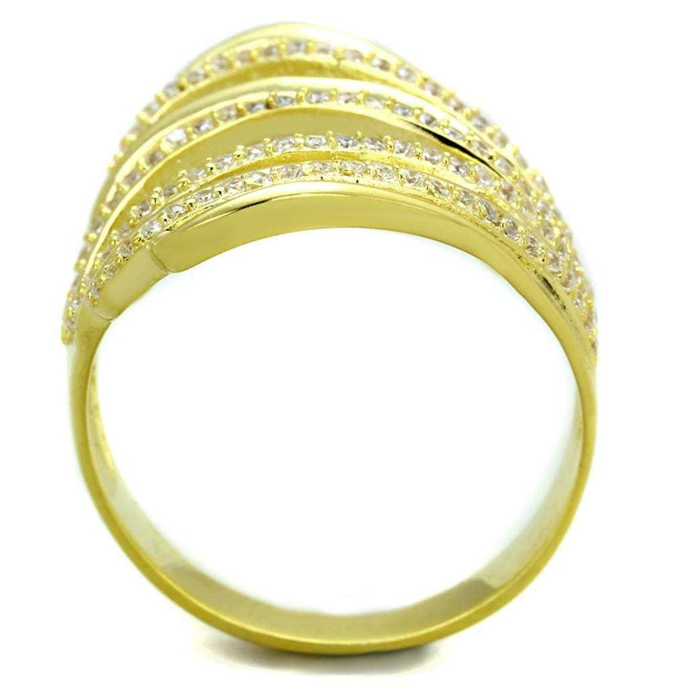 TS379 - Gold 925 Sterling Silver Ring with AAA Grade CZ in Clear - Alamode - Flyclothing LLC