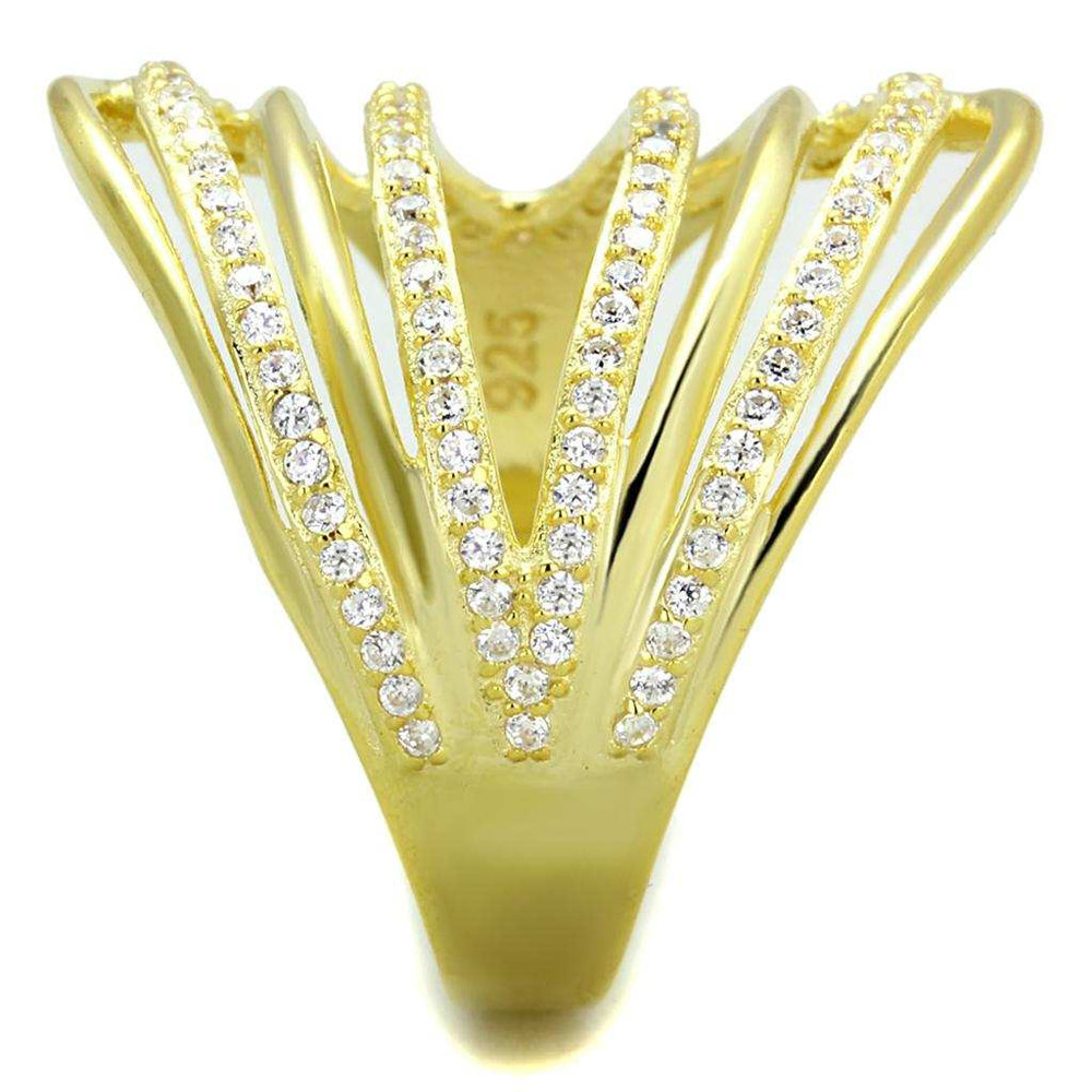 TS379 - Gold 925 Sterling Silver Ring with AAA Grade CZ in Clear - Alamode - Flyclothing LLC