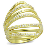 TS379 - Gold 925 Sterling Silver Ring with AAA Grade CZ in Clear - Alamode - Flyclothing LLC