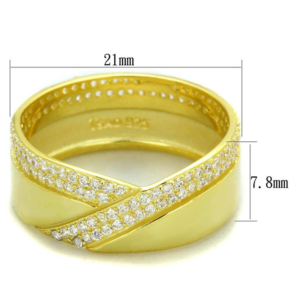 TS380 - Gold 925 Sterling Silver Ring with AAA Grade CZ in Clear - Alamode - Flyclothing LLC