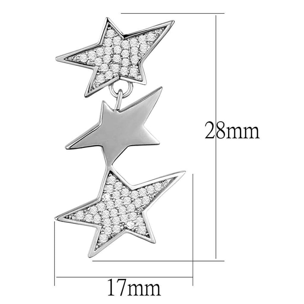 TS381 - Rhodium 925 Sterling Silver Earrings with AAA Grade CZ in Clear - Alamode - Flyclothing LLC