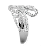 TS383 - Rhodium 925 Sterling Silver Ring with AAA Grade CZ  in Clear - Alamode