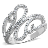 TS383 - Rhodium 925 Sterling Silver Ring with AAA Grade CZ in Clear - Alamode - Flyclothing LLC