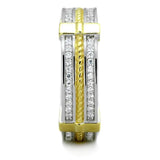 TS384 - Reverse Two-Tone 925 Sterling Silver Ring with AAA Grade CZ  in Clear - Alamode