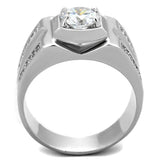 TS385 - Rhodium 925 Sterling Silver Ring with AAA Grade CZ  in Clear