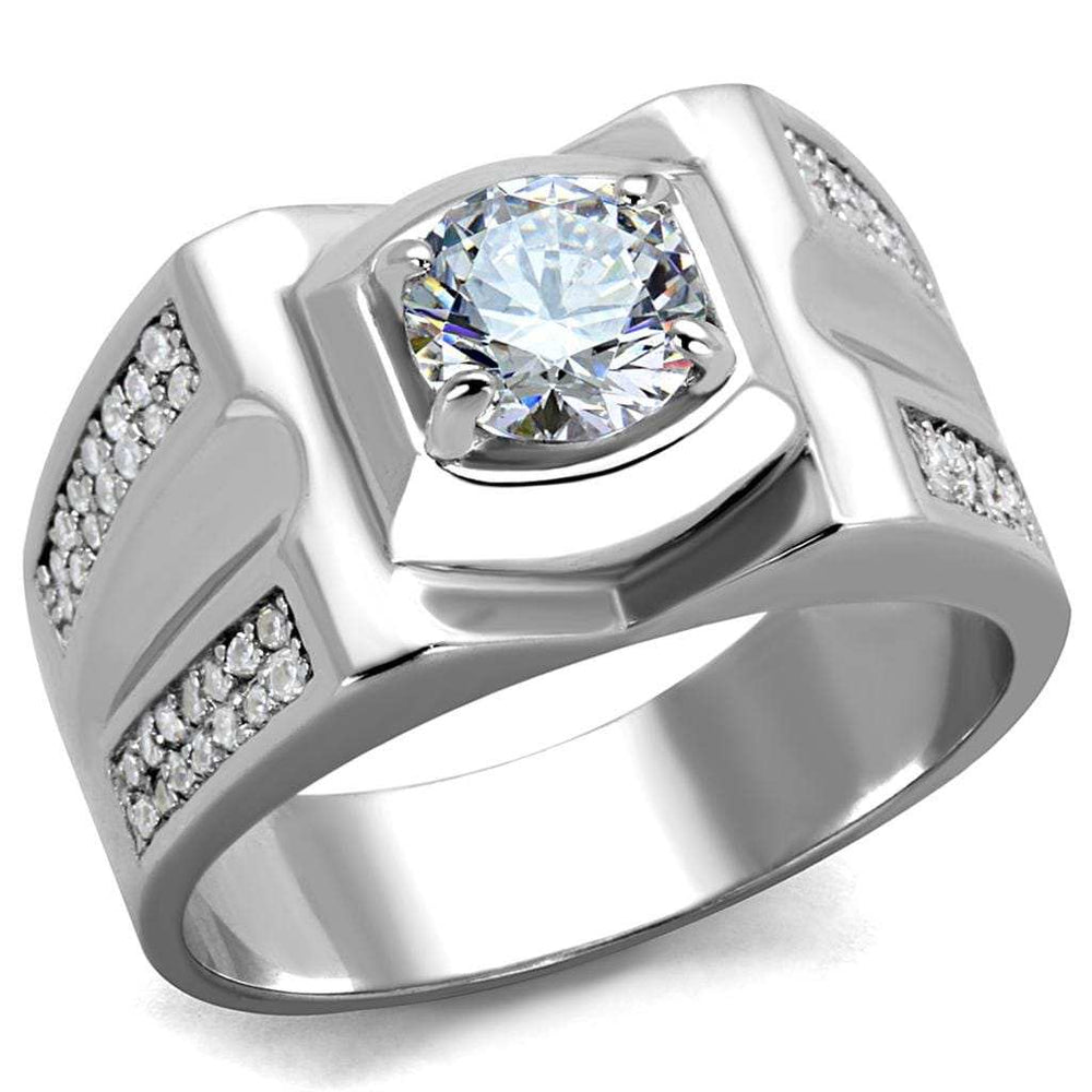TS385 - Rhodium 925 Sterling Silver Ring with AAA Grade CZ in Clear - Alamode - Flyclothing LLC