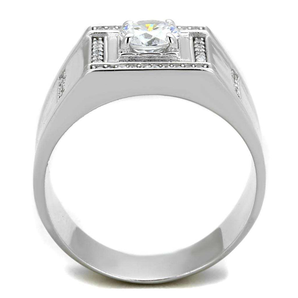 TS386 - Rhodium 925 Sterling Silver Ring with AAA Grade CZ in Clear - Alamode - Flyclothing LLC