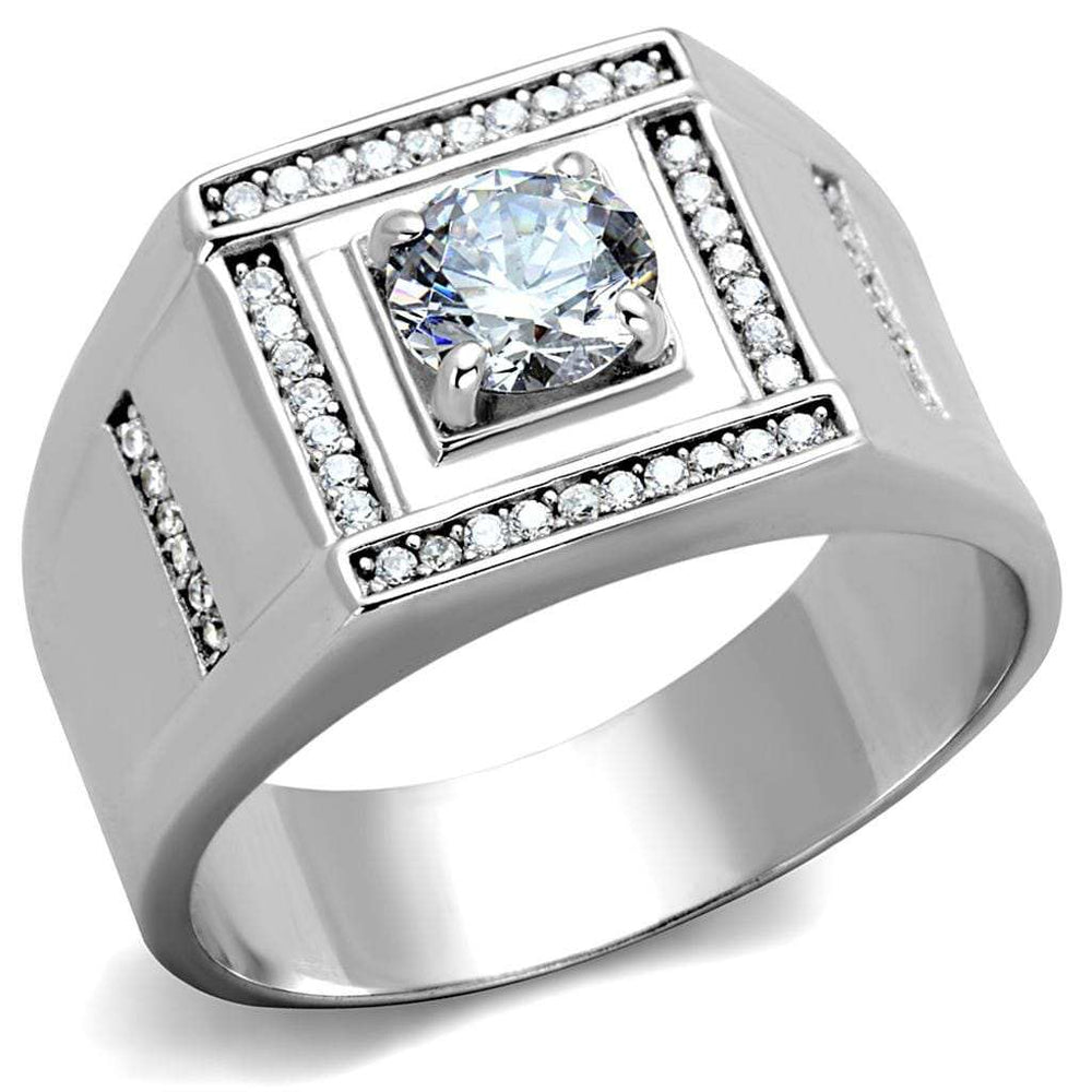 TS386 - Rhodium 925 Sterling Silver Ring with AAA Grade CZ in Clear - Alamode - Flyclothing LLC