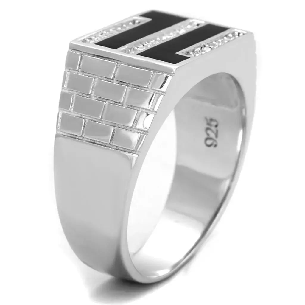 TS387 - Rhodium 925 Sterling Silver Ring with AAA Grade CZ in Clear - Alamode - Flyclothing LLC