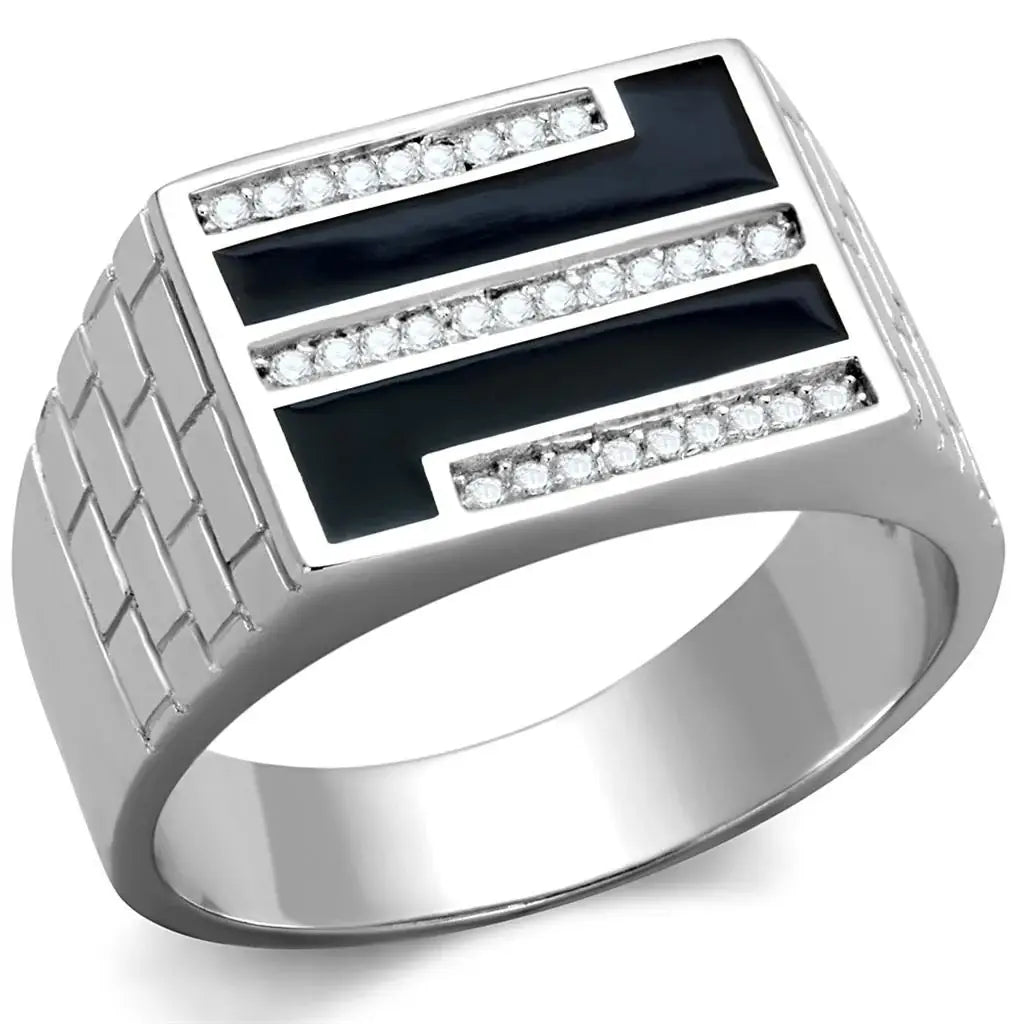 TS387 - Rhodium 925 Sterling Silver Ring with AAA Grade CZ in Clear - Alamode - Flyclothing LLC
