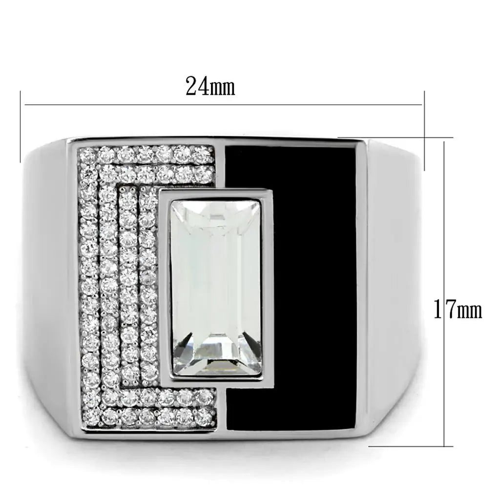 TS388 - Rhodium 925 Sterling Silver Ring with Top Grade Crystal in Clear - Alamode - Flyclothing LLC