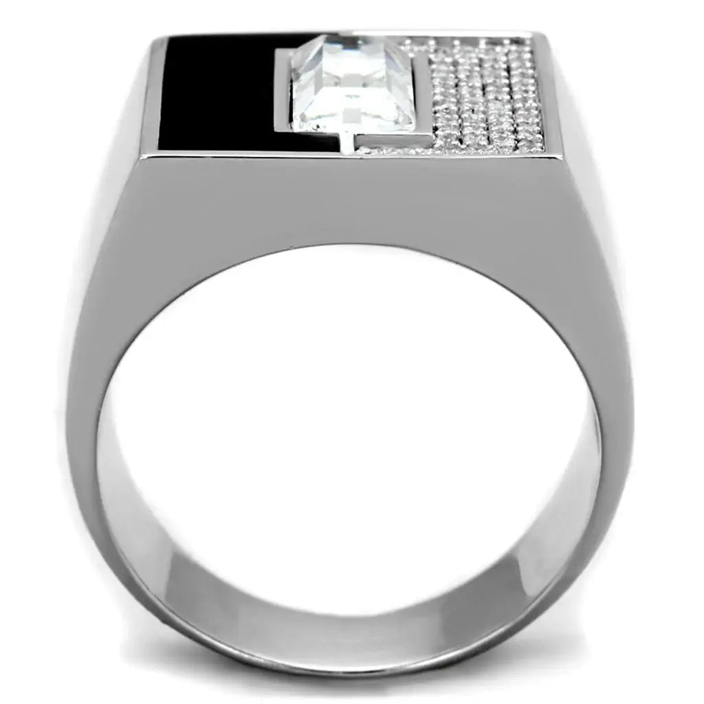 TS388 - Rhodium 925 Sterling Silver Ring with Top Grade Crystal in Clear - Alamode - Flyclothing LLC
