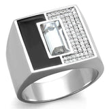 TS388 - Rhodium 925 Sterling Silver Ring with Top Grade Crystal in Clear - Alamode - Flyclothing LLC