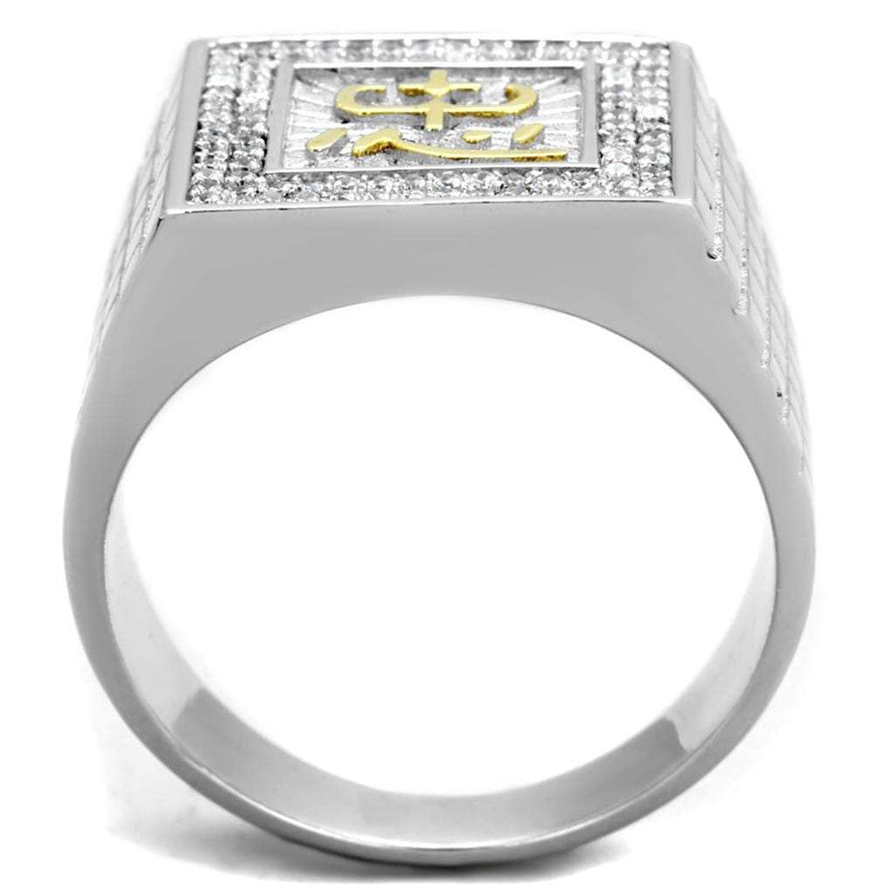 TS389 - Gold+Rhodium 925 Sterling Silver Ring with AAA Grade CZ in Clear - Alamode - Flyclothing LLC
