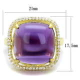 TS392 - Gold 925 Sterling Silver Ring with Synthetic Synthetic Glass in Amethyst - Alamode - Flyclothing LLC