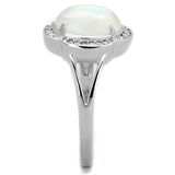TS393 - Rhodium 925 Sterling Silver Ring with Semi-Precious Moon Stone in Clear - Alamode