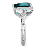 TS394 - Rhodium 925 Sterling Silver Ring with Synthetic Synthetic Glass in Blue Zircon - Alamode