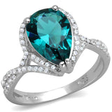 TS394 - Rhodium 925 Sterling Silver Ring with Synthetic Synthetic Glass in Blue Zircon - Alamode - Flyclothing LLC