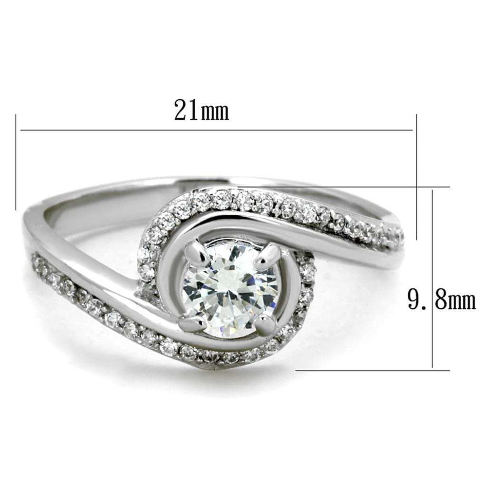 TS397 - Rhodium 925 Sterling Silver Ring with AAA Grade CZ in Clear - Alamode - Flyclothing LLC