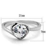TS398 - Rhodium 925 Sterling Silver Ring with AAA Grade CZ  in Clear - Alamode