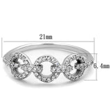 TS400 - Rhodium 925 Sterling Silver Ring with AAA Grade CZ  in Clear - Alamode