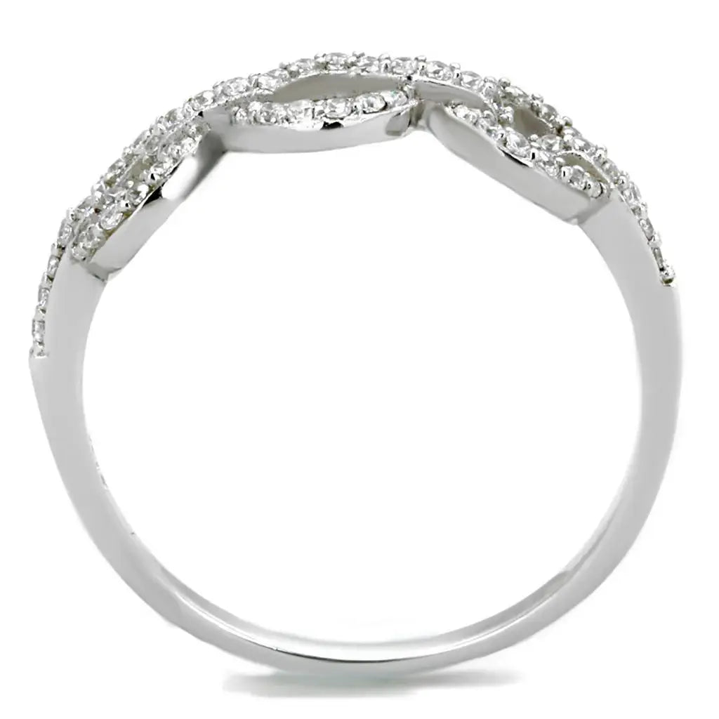 TS400 - Rhodium 925 Sterling Silver Ring with AAA Grade CZ in Clear - Alamode - Flyclothing LLC