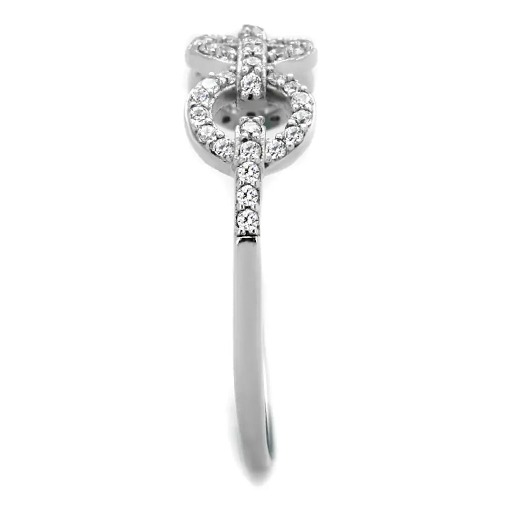 TS400 - Rhodium 925 Sterling Silver Ring with AAA Grade CZ in Clear - Alamode - Flyclothing LLC